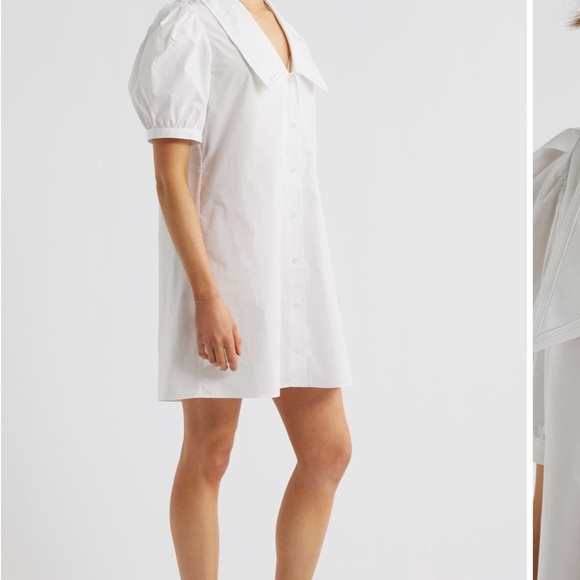 Frame Denim White Mini Dress with Puff Sleeves sailor dress - Picture 2 of 4